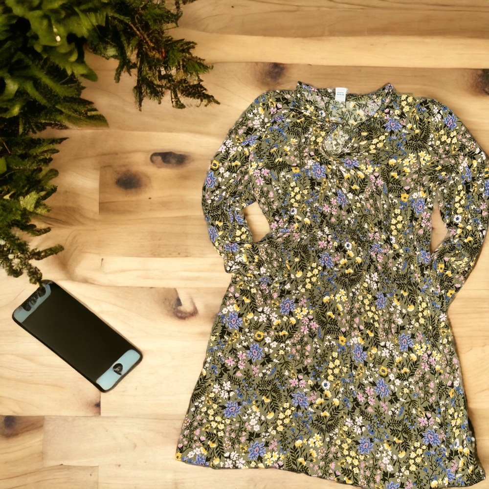 Old Navy Green Floral Dress Small